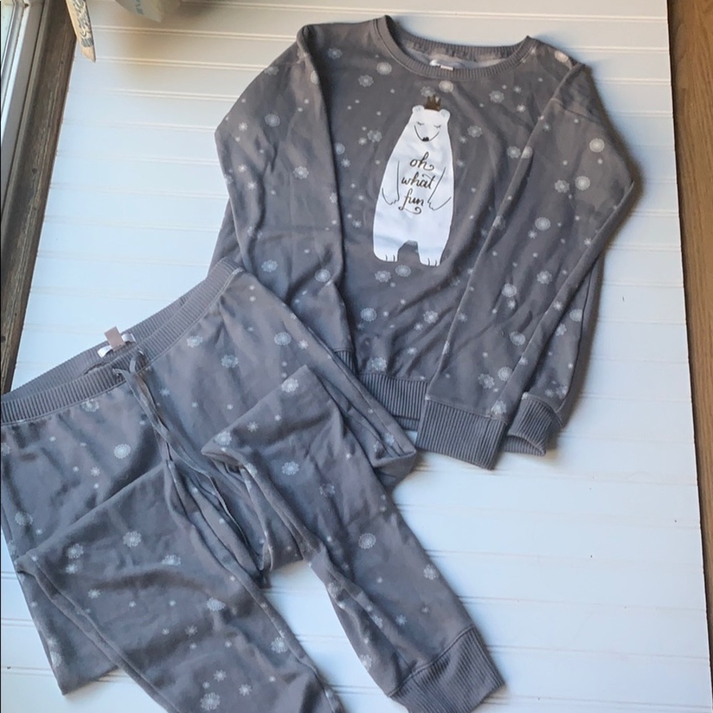 Long polar bear pj set